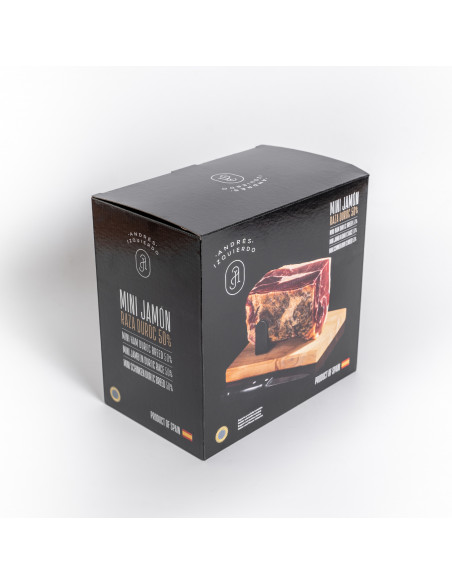 Mini jamón 50% DUROC + tabla jamonera + cuchillo